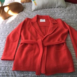 Anthropologie Orange wool blazer